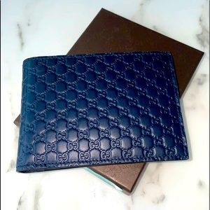 Gucci Men’s blue leather Guccissima wallet